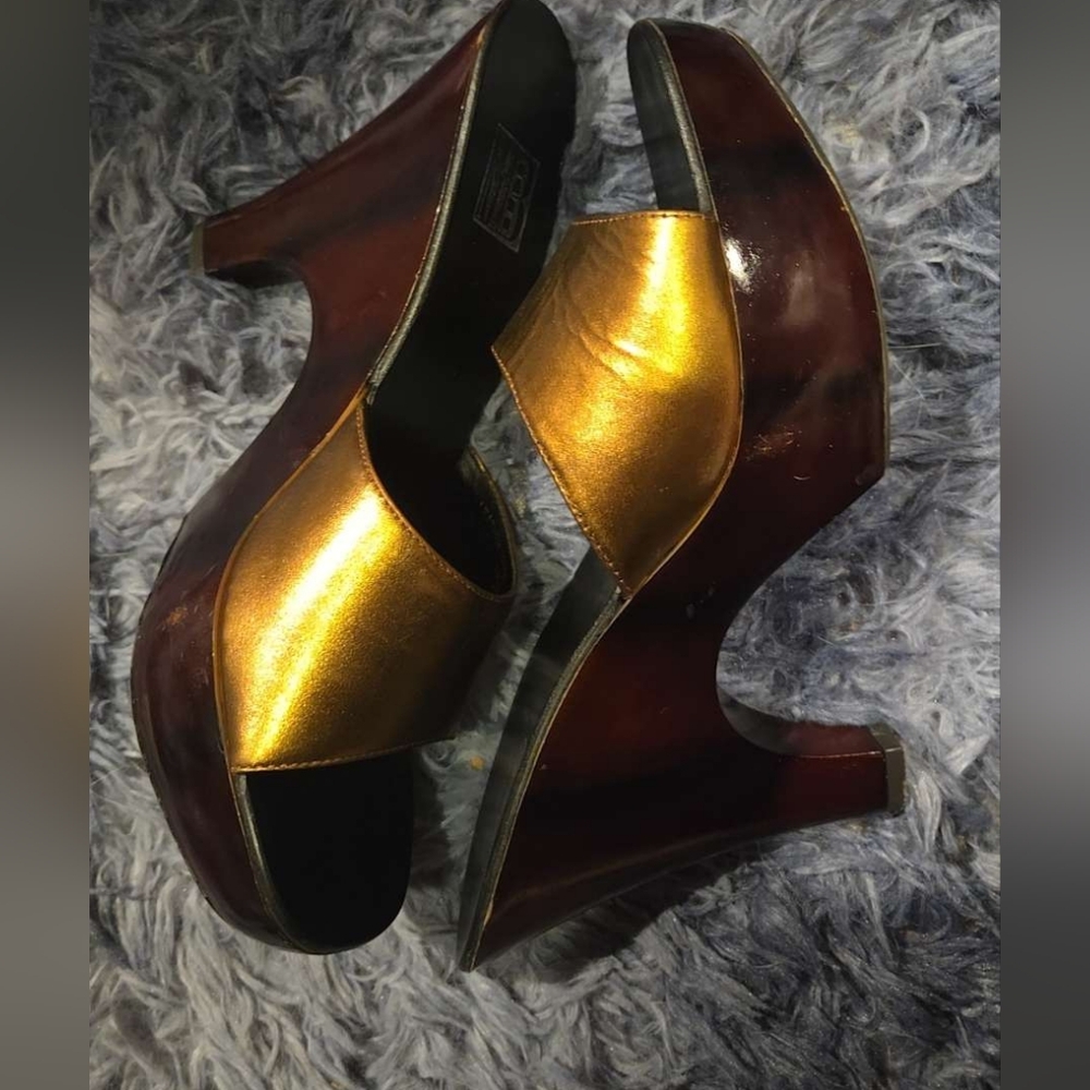 Metallic Gold Slide Heels for Women